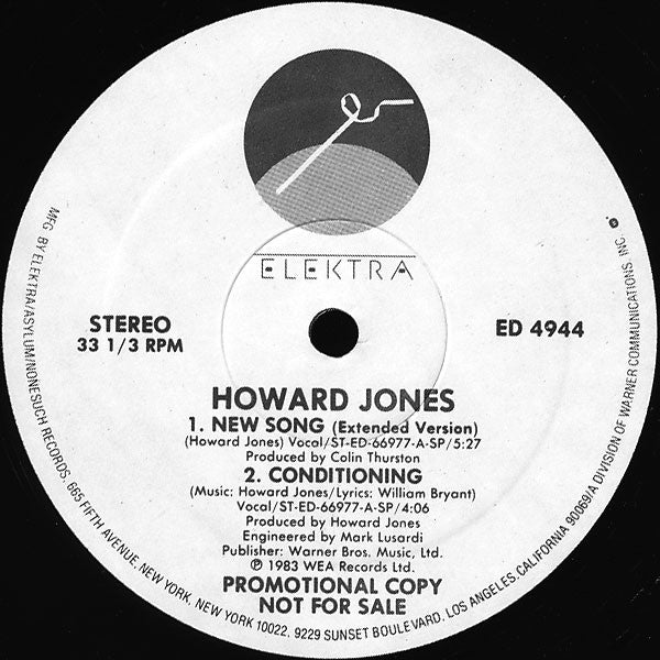 Howard Jones : New Song (12", Promo)