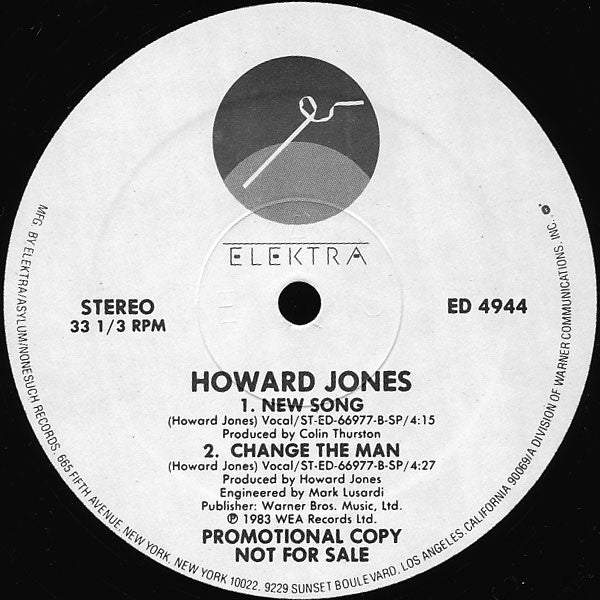 Howard Jones : New Song (12", Promo)