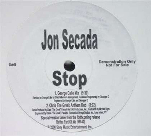 Jon Secada : Stop (12", Promo)
