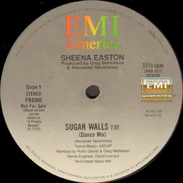 Sheena Easton : Sugar Walls (12", Promo)
