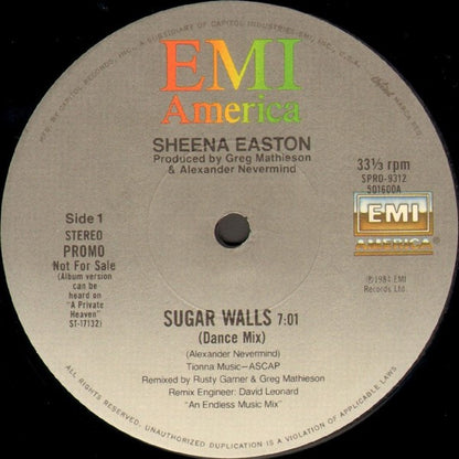 Sheena Easton : Sugar Walls (12", Promo)