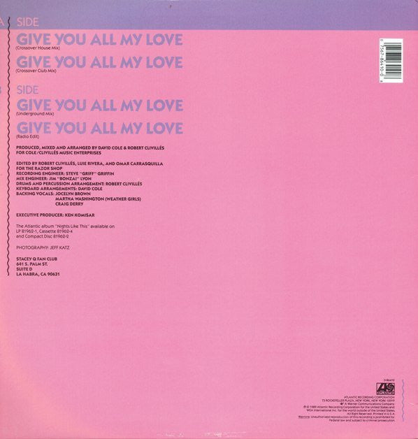 Stacey Q : Give You All My Love (12", Single)