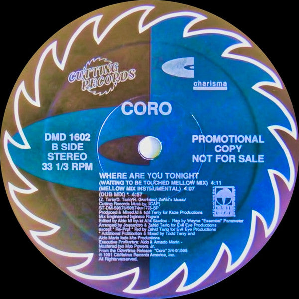 Coro : Where Are You Tonight (12", Promo)