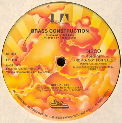 Brass Construction : Get Up / Starting Tomorrow (12", Promo)