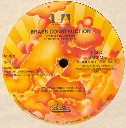 Brass Construction : Get Up / Starting Tomorrow (12", Promo)