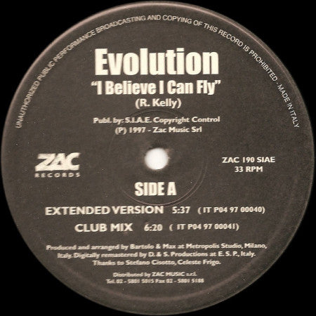 Evolution (16) : I Believe I Can Fly (12")