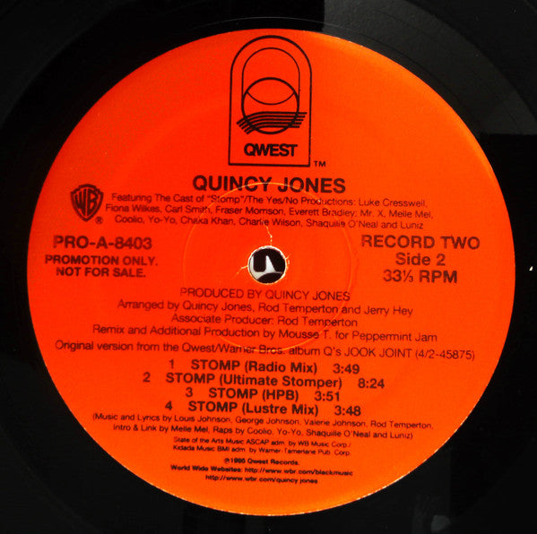 Quincy Jones : Stomp (2x12", Promo, Red)