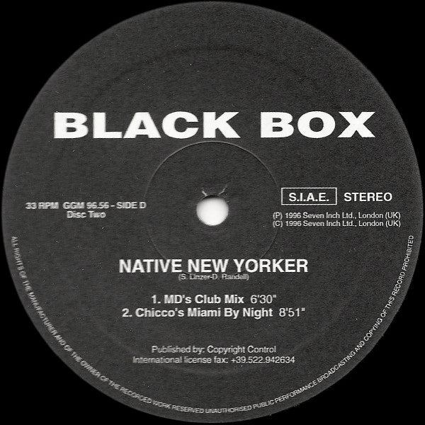 Black Box : Native New Yorker (Dance Mixes) (2x12", Maxi, Ltd, Promo)
