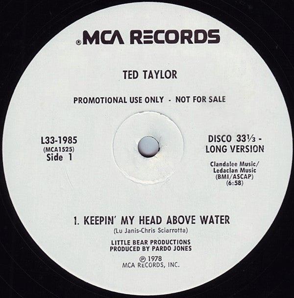 Ted Taylor : Keepin' My Head Above Water (12", Promo)