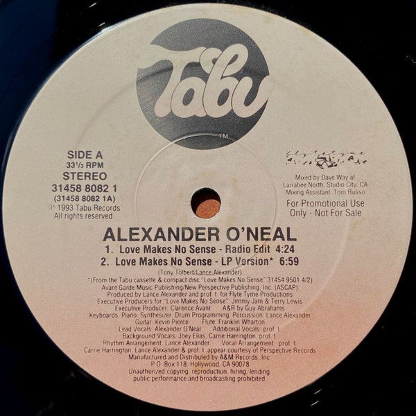 Alexander O'Neal : Love Makes No Sense (12", Promo)