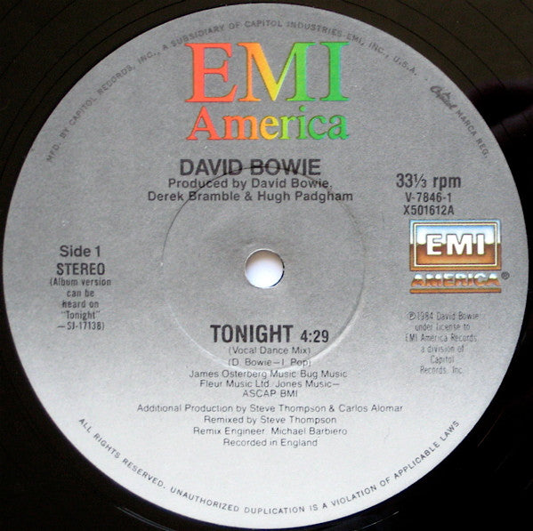 David Bowie : Tonight (12", Single)