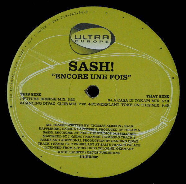 Sash! : Encore Une Fois (12")