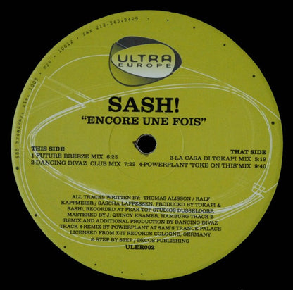 Sash! : Encore Une Fois (12")