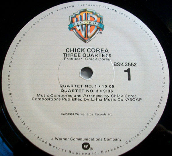 Chick Corea : Three Quartets (LP, Album)