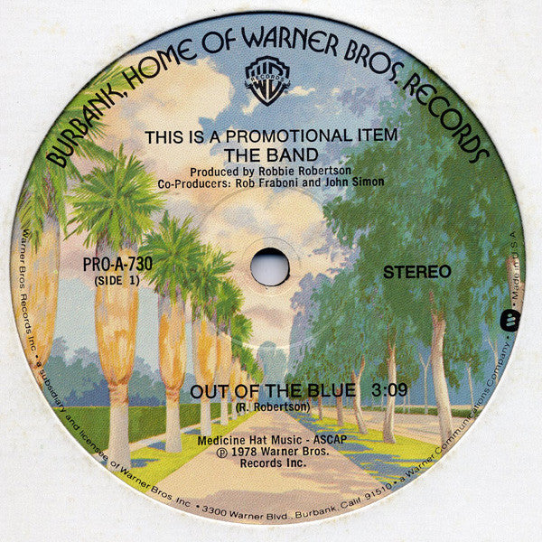 The Band : Out Of The Blue / Theme From The Last Waltz (12", Promo)