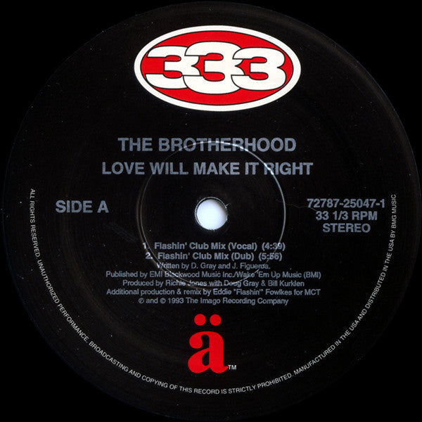 The Brotherhood (2) : Love Will Make It Right (12")