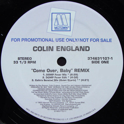Colin England : Come Over, Baby (Remix) (12", Promo)