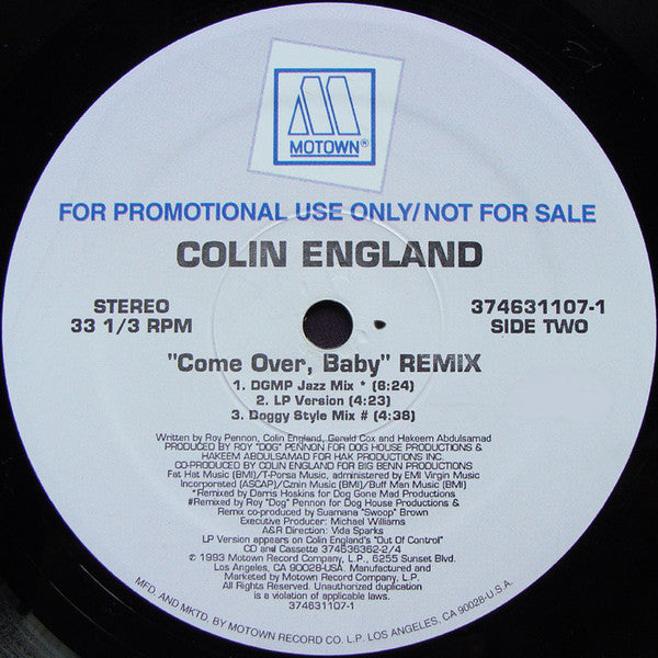 Colin England : Come Over, Baby (Remix) (12", Promo)