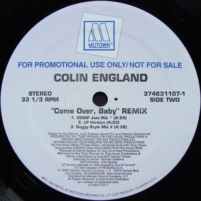 Colin England : Come Over, Baby (Remix) (12", Promo)