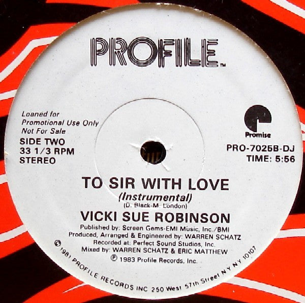 Vicki Sue Robinson : To Sir With Love (12", Promo)