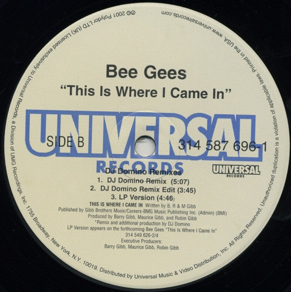 Bee Gees : This Is Where I Came In (DJ Domino Remixes) (12", Single)