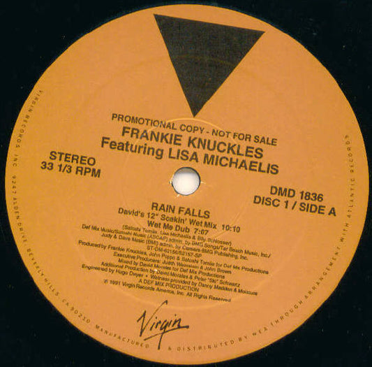 Frankie Knuckles Featuring Lisa Michaelis : Rain Falls (2x12", Promo)