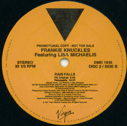 Frankie Knuckles Featuring Lisa Michaelis : Rain Falls (2x12", Promo)