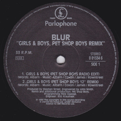 Blur : Girls & Boys (Pet Shop Boys Remix) (12", Single)