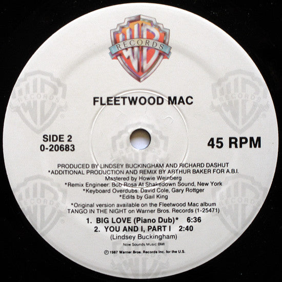 Fleetwood Mac : Big Love (12", Maxi, M/Print)