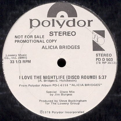 Alicia Bridges : I Love The Nightlife (Disco Round) (12", Promo)