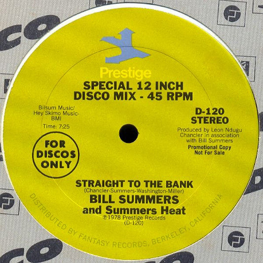 Bill Summers & Summers Heat : Straight To The Bank (12", Promo)