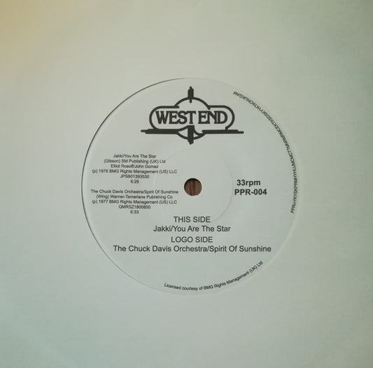 Jakki / The Chuck Davis Orchestra : You Are The Star / Spirit Of Sunshine (7", EP, Ltd)