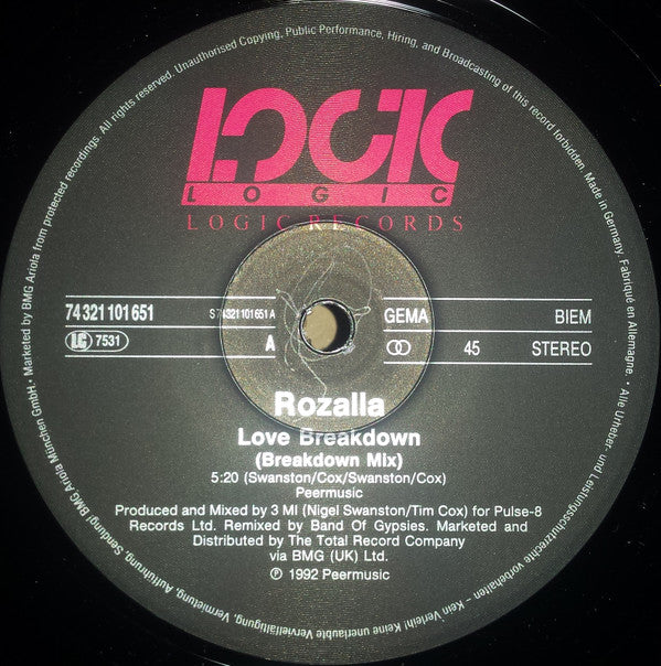 Rozalla : Love Breakdown (12", Maxi)