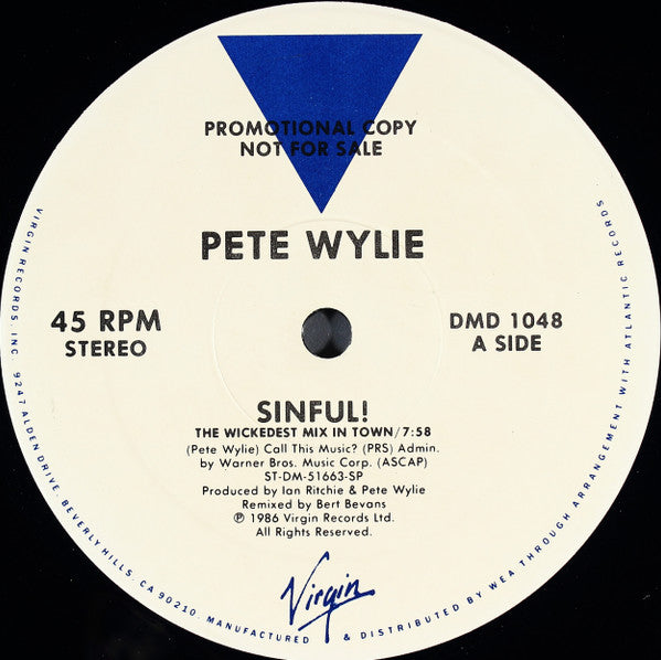 Pete Wylie : Sinful! (12", Promo)