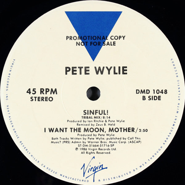 Pete Wylie : Sinful! (12", Promo)