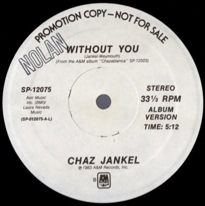 Chas Jankel : Without You (12", Promo)