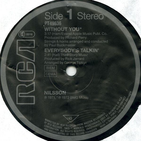 Nilsson* : Without You (12", Maxi)