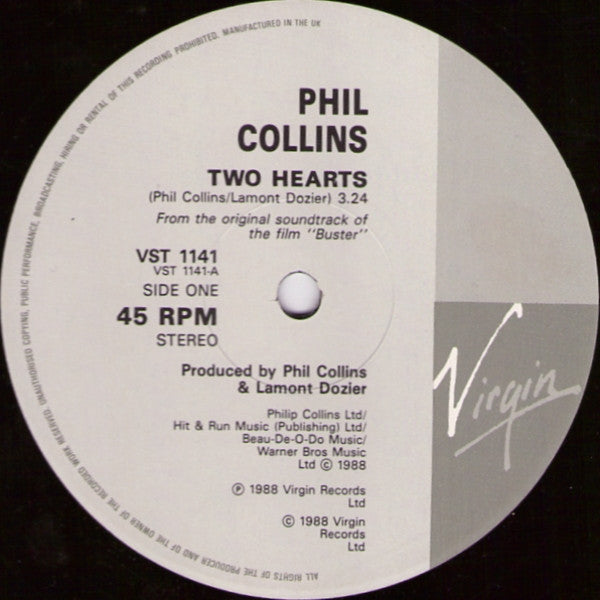 Phil Collins : Two Hearts (12", Single)