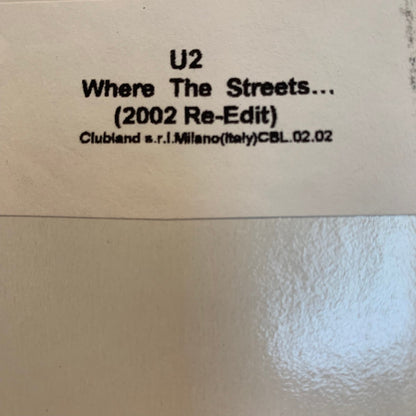 U2 : Where The Streets... (2002 Re-Edit) (12", S/Sided, Unofficial, W/Lbl)