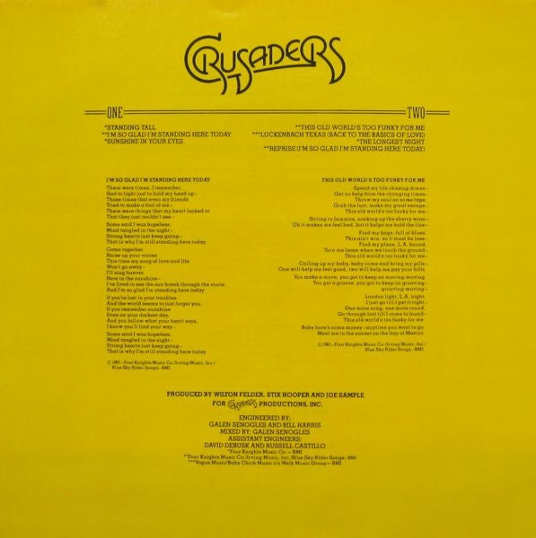 Crusaders* : Standing Tall (LP, Album, Pin)