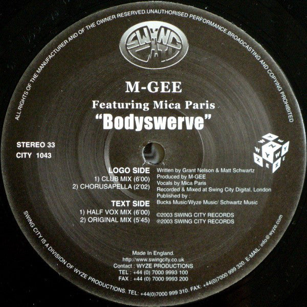 M-Gee Featuring Mica Paris : Bodyswerve (12")