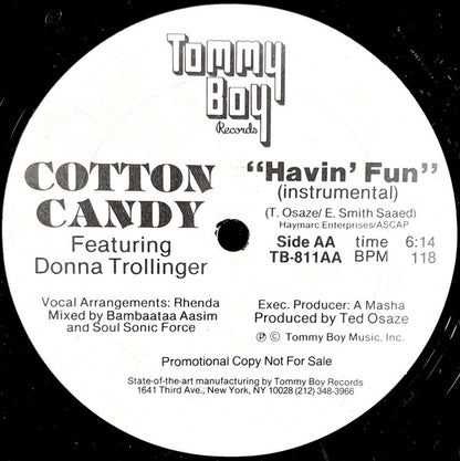 Cotton Candy Featuring Donna Trollinger : Havin' Fun (12", Promo)