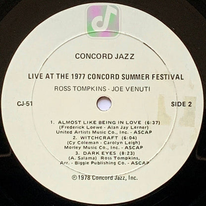 Ross Tompkins, Joe Venuti, Ray Brown, Scott Hamilton, Jake Hanna : Live At Concord '77 (LP)