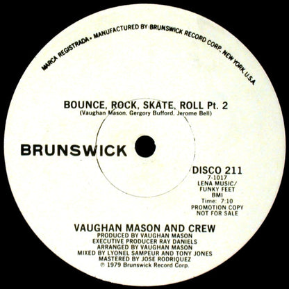 Vaughan Mason And Crew* : Bounce, Rock, Skate, Roll (12", Promo)