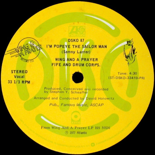 Wing And A Prayer Fife And Drum Corps. : I'm Popeye The Sailor Man (12", Promo)
