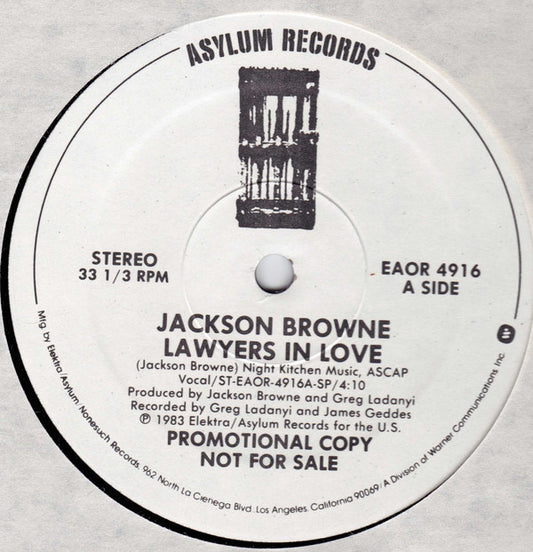 Jackson Browne : Lawyers In Love (12", Promo)
