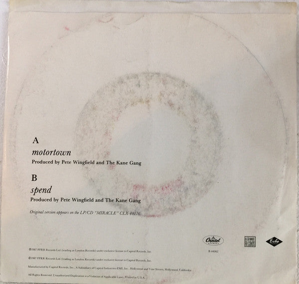 The Kane Gang : Motortown (7", Single)