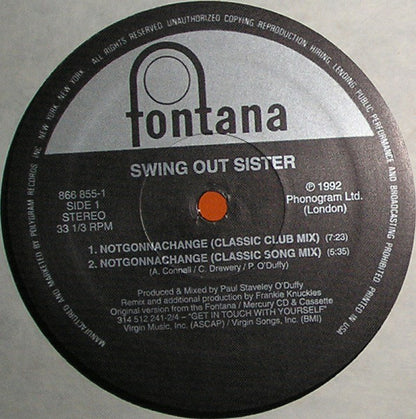 Swing Out Sister : Notgonnachange (12", Single)