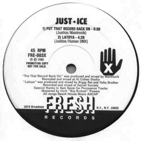 Just-Ice : Put That Record Back On / LaToya (12", Promo)