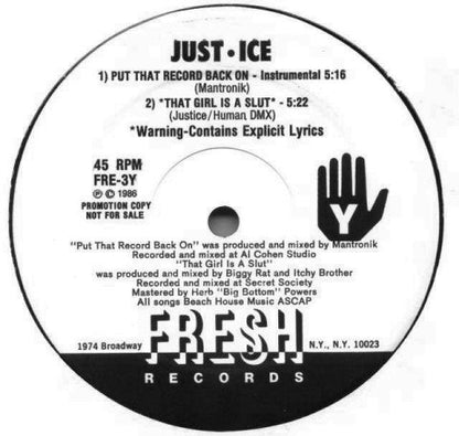 Just-Ice : Put That Record Back On / LaToya (12", Promo)